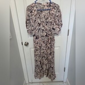 LOVESTITCH  WOMEN Bohemian Floral Chiffon Midi Dress SIZE L